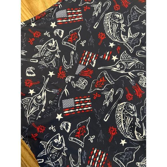 Columbia PFG Moisture Wcking Dress,Patriotic/Fishing Print Womens Small Stretchy - Picture 3 of 7